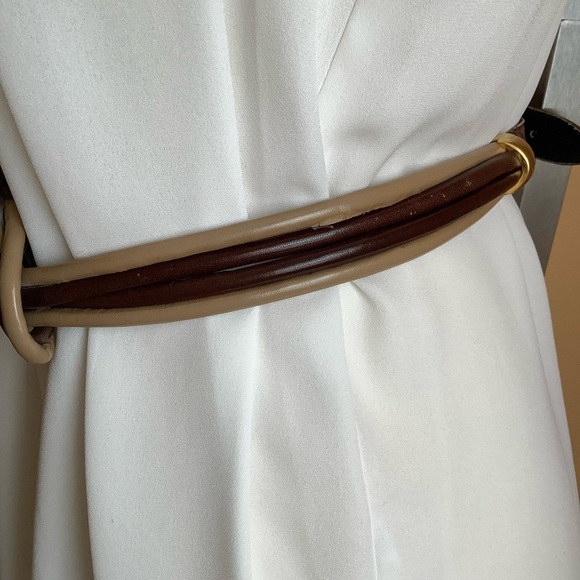VINTAGE Brown Leather Knotted Statement Belt O/S - Picture 4 of 16